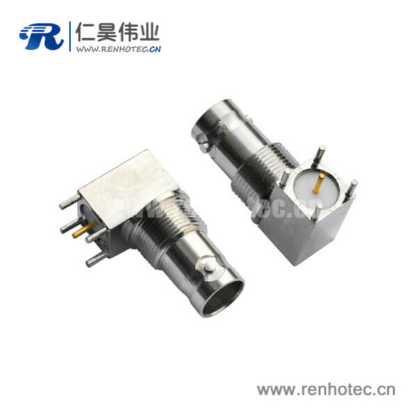 EB-001-0032 BNC方頭5引腳鋅合金彎式同軸射頻連接器PCB