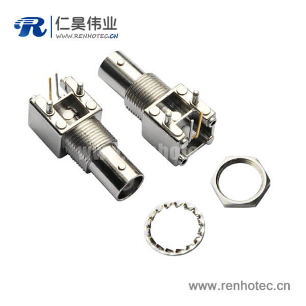 EB-001-0035 BNC射頻同軸彎式母頭穿墻連接器接PCB板