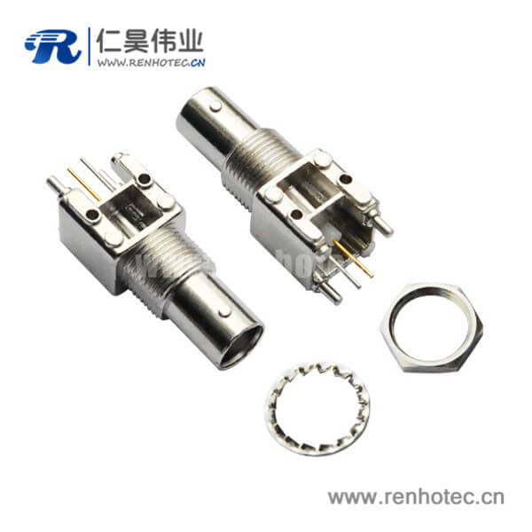 EB-001-0036 BNC射頻同軸連接器直式穿墻鋅合金母頭接PCB板