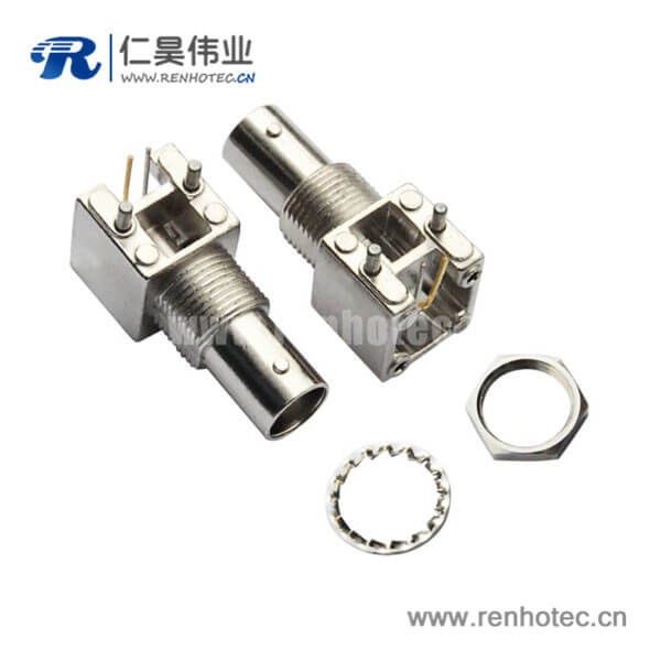 EB-001-0037 bnc型射頻同軸連接器 彎式鋅合金母頭PCB板