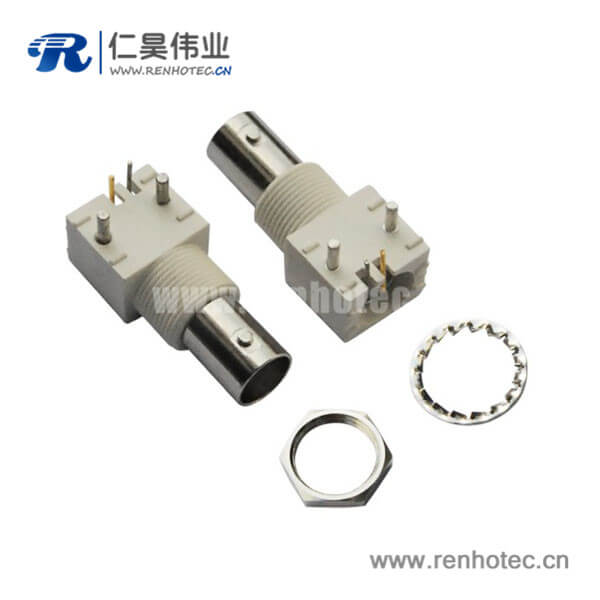 EB-001-0046 bnc連接器壓電90度白色塑膠外殼絕緣母頭接PCB