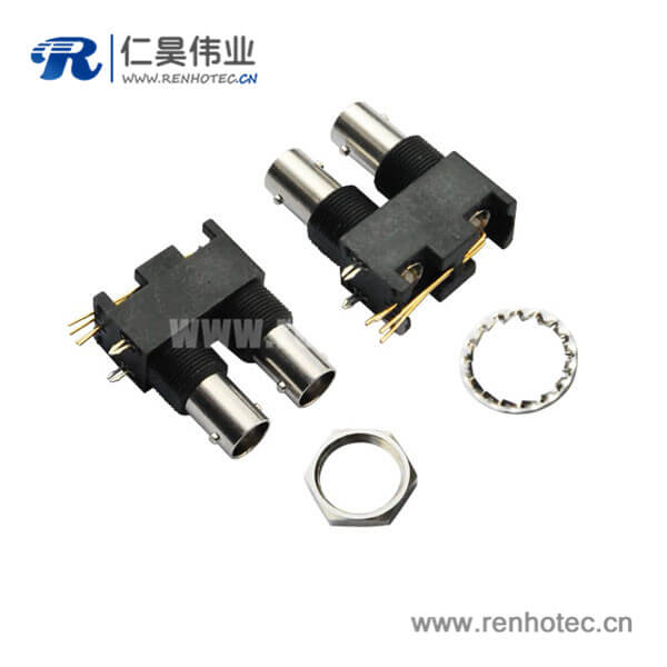 EB-001-0050 bnc連接頭黑色塑膠外殼絕緣彎式射頻同軸母頭PCB
