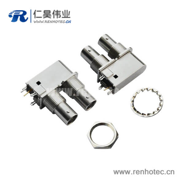 EB-001-0054 bnc同軸射頻連接器鋅合金穿墻母頭接PCB板