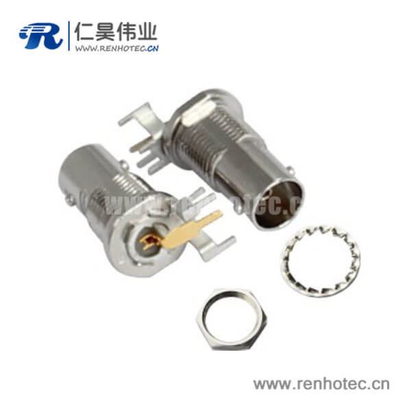 EB-001-0056 BNC連接器PCB板端彎式射頻同軸穿墻鋅合金