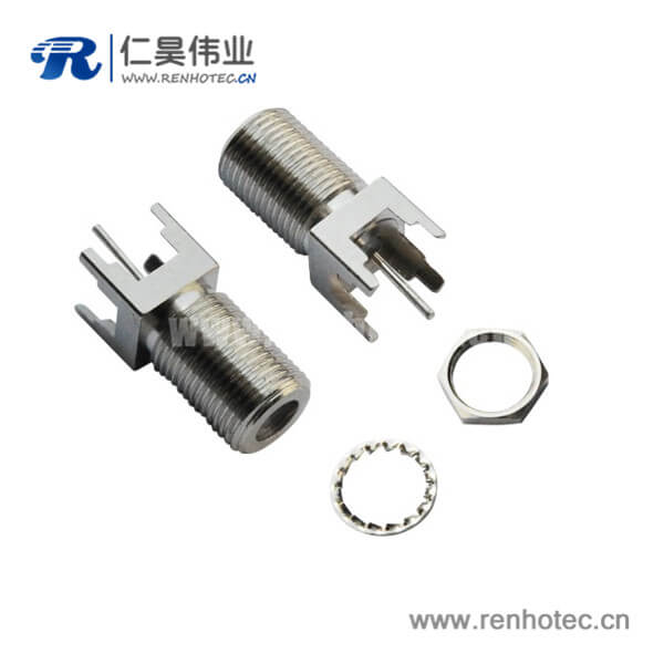 RHT-611-0006 f 型同軸射頻連接器直式穿墻式75歐姆PCB板
