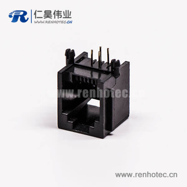 2 rj45連接器4P網(wǎng)絡(luò)黑色全塑單口不帶燈90°接PCB板