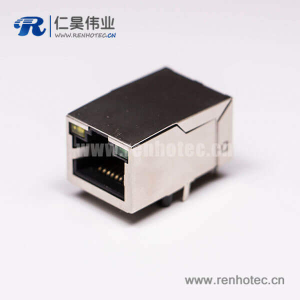 35 rj45單口網(wǎng)線接口8P8C 帶燈帶屏蔽接PCB板