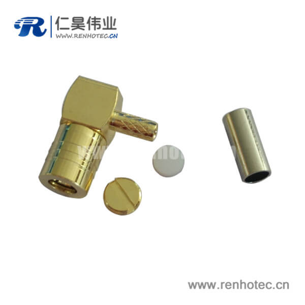 彎式壓接SMB優質射頻同軸連接器公頭電纜RG174