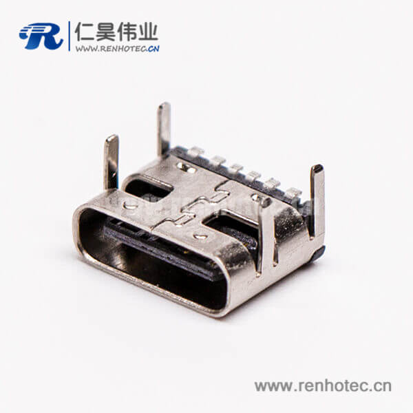 13 type c母頭彎式貼板插板單排USB3.0連接器