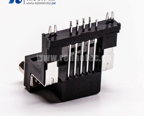 D-Sub 9P公頭彎式高架無(wú)鹵黑膠接PCB板連接器