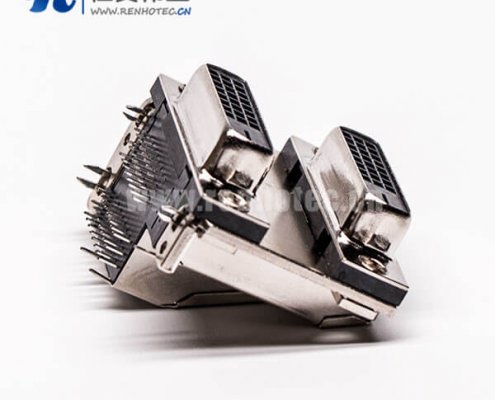 DVI24+1連接器雙胞胎母頭彎式魚(yú)叉插PCB板連接器