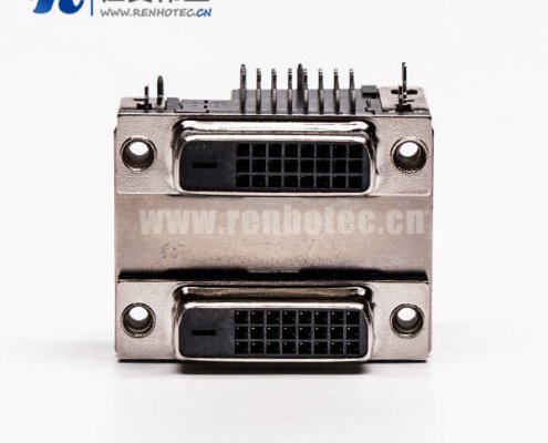 DVI24+1連接器雙胞胎母頭彎式魚(yú)叉插PCB板連接器