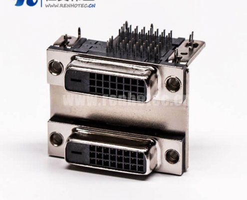 DVI24+1連接器雙胞胎母頭彎式魚(yú)叉插PCB板連接器