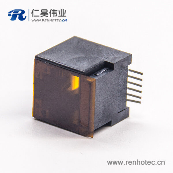 rj12接口黑色塑膠外殼直式SMT貼板接PCB板帶蓋 rj12接口黑色塑膠外殼直式SMT貼板接PCB板帶蓋