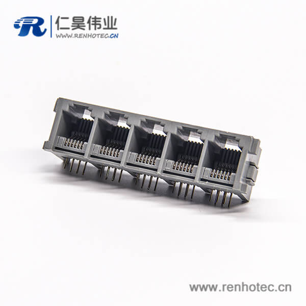 rj12插座90度母座1×5端口非屏蔽不帶燈 rj12插座90度母座1x5端口非屏蔽不帶燈