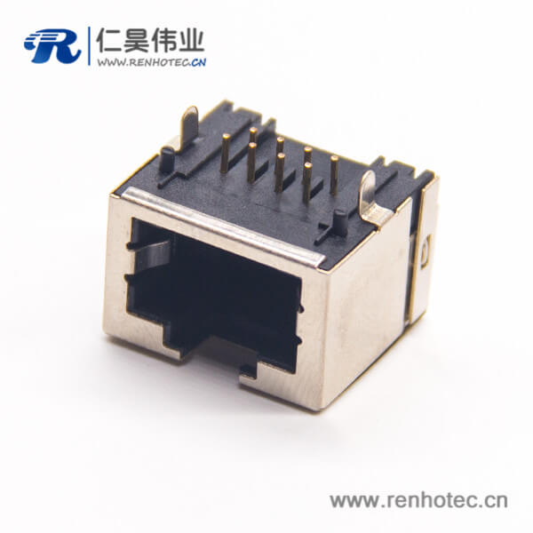 rj45網口座8p8c彎式半包帶屏蔽插PCB板 rj45網口座8p8c彎式半包帶屏蔽插PCB板