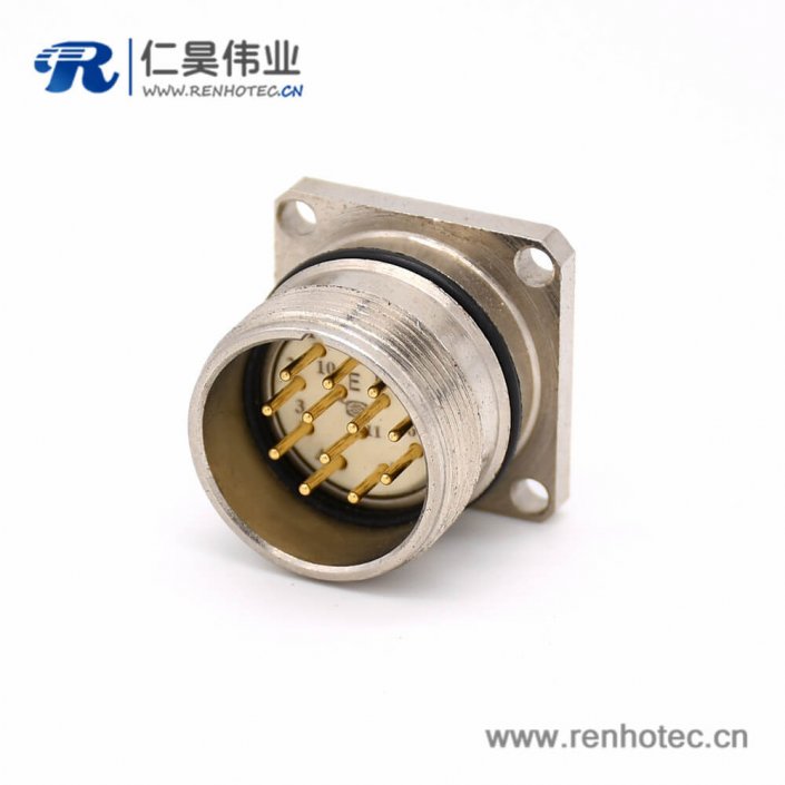 12芯連接器 M623 12芯公頭直式接線四孔法蘭插座 12芯連接器 M623 12芯公頭直式接線四孔法蘭插座