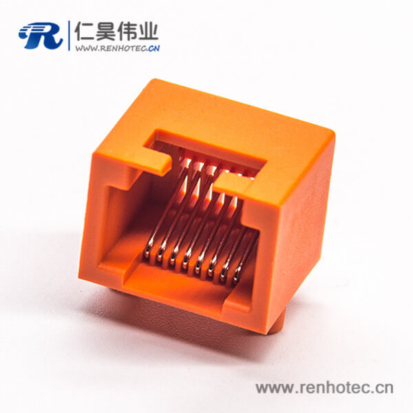 rj45網絡插座彎式插板橙色全塑外殼8p8c插板非屏蔽 rj45網絡插座彎式插板橙色全塑外殼8p8c插板非屏蔽