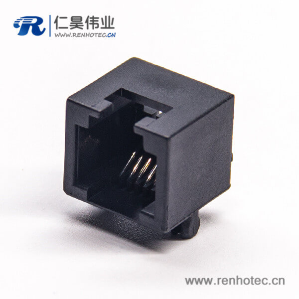 rj12 6p6c母頭黑色塑膠外殼彎式網絡接口不帶屏蔽插板 rj12 6p6c母頭黑色塑膠外殼彎式網絡接口不帶屏蔽插板