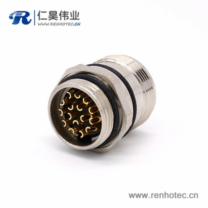 工業連接器插座 M623 16芯 直式板端接線公插座 工業連接器插座 M623 16芯 直式板端接線公插座