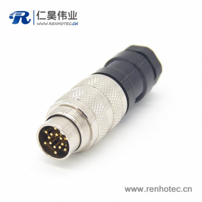 工業電纜插頭 M16 14芯直式接線公頭連接器