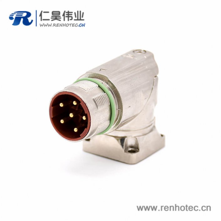 6芯插座 M40 系列彎式防水四孔法蘭工業連接器 6芯插座 M40 系列彎式防水四孔法蘭工業連接器