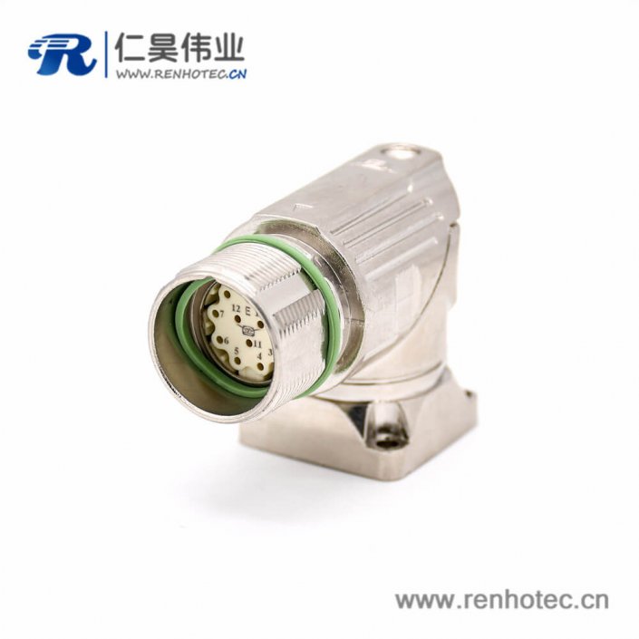 12芯插座 M623 彎式接線法蘭母頭連接器 12芯插座 M623 彎式接線法蘭母頭連接器