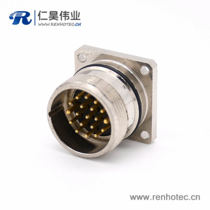 19芯插座 M623 直式接線方型四孔法蘭公頭連接器 19芯插座 M623 直式接線方型四孔法蘭公頭連接器