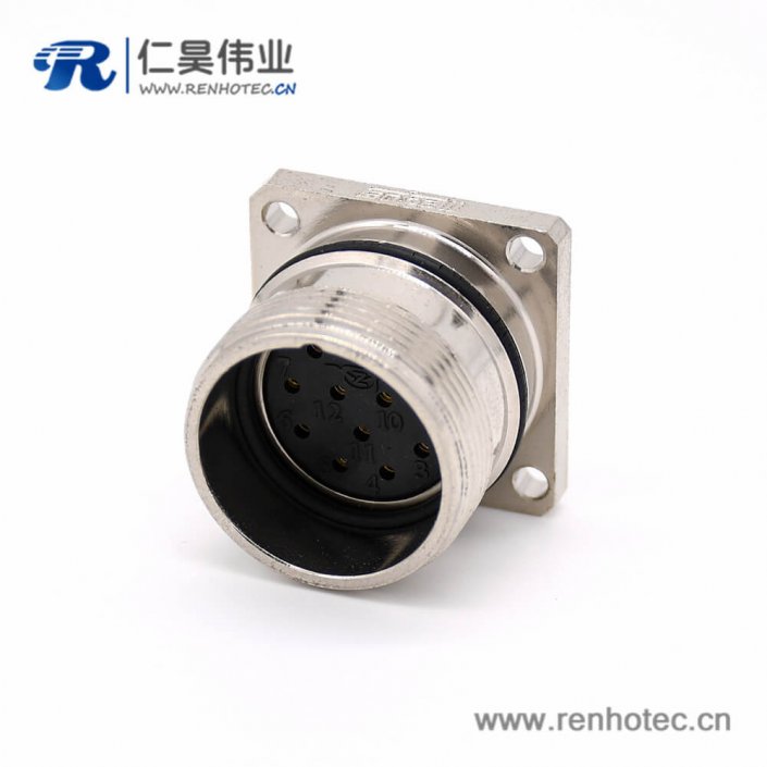 工業連接器母頭 M623 直式接線12芯方型四孔法蘭插座 工業連接器母頭 M623 直式接線12芯方型四孔法蘭插座