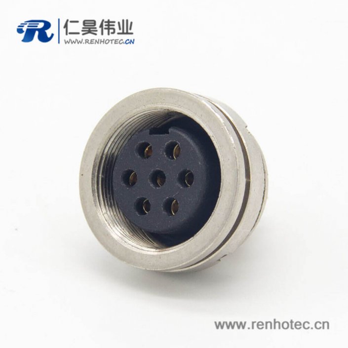 M系列連接器M16 7芯直式母插座后鎖穿墻面板安裝焊線 M系列連接器M16 7芯直式母插座后鎖穿墻面板安裝焊線