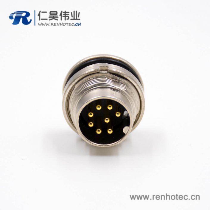 插座公頭M16公頭8芯A扣直式連接器焊杯接線前鎖穿墻板端插座 插座公頭M16公頭8芯A扣直式連接器焊杯接線前鎖穿墻板端插座