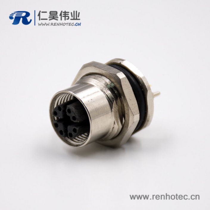 M12x扣直式8芯板端插座母頭接PCB板傳感器連接器 M12x扣直式8芯板端插座母頭接PCB板傳感器連接器