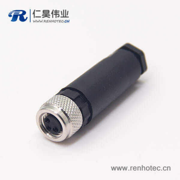 m8內螺紋接頭母頭接線全塑膠外殼3pin直式插頭 m8內螺紋接頭母頭接線全塑膠外殼3pin直式插頭