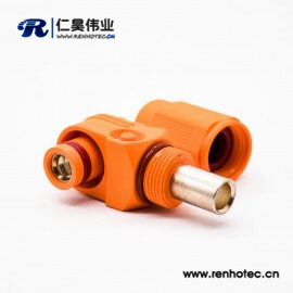 新能源橙色I(xiàn)P67電源儲能連接器14mm單芯塑料400A接線彎式插頭