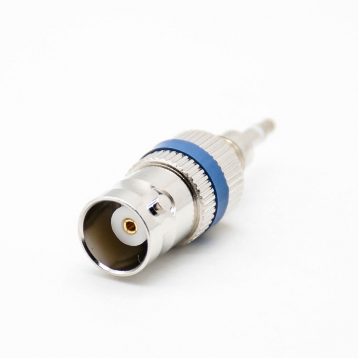 1 3.5mm耳機連接器轉BNC公頭轉母頭直式鍍鎳轉接頭