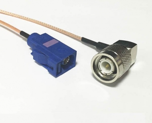 普通Fakra汽車連接器C型母頭轉(zhuǎn)TNC彎公頭RG179組裝線束