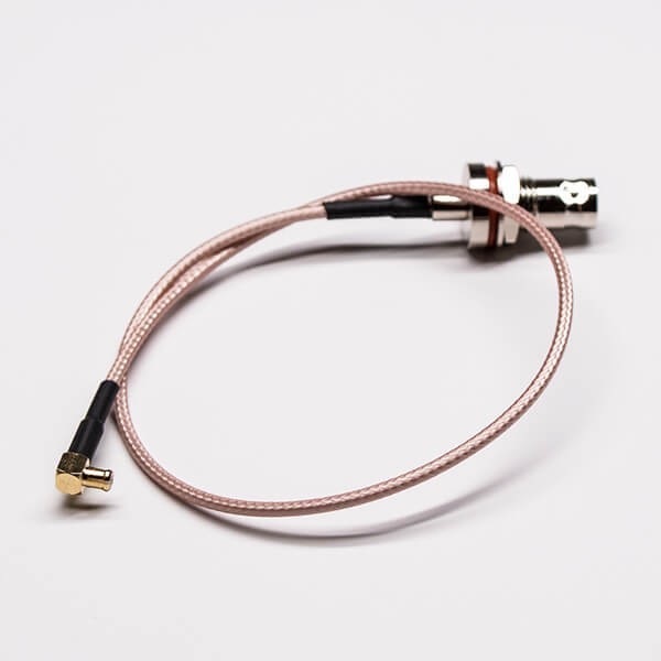 rf-cable-coaxial-waterproof-bnc-female-bulkhead-to-right-angle-mcx-male-cable-assembly-crimp(1) BNC頭同軸線母頭直式防水前鎖穿墻轉MCX彎式公頭