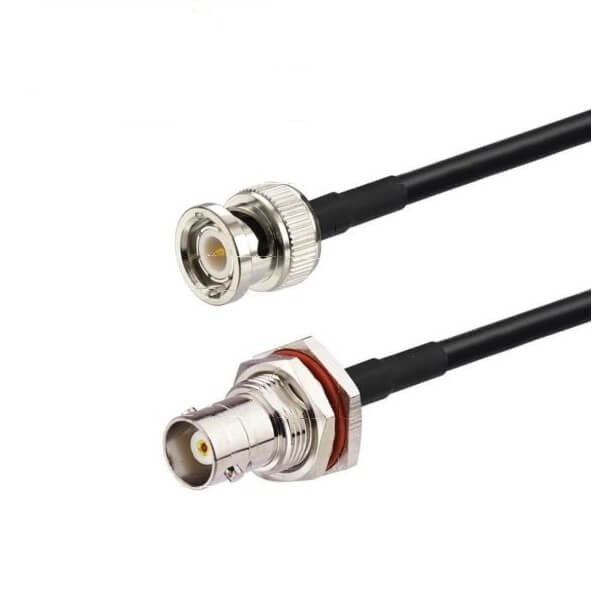 rf-cable-male-female-bnc-to-bnc-bulkhead-rg58-pigtail-rf-coaxial-cable-10cm 視頻線Bnc公頭轉(zhuǎn)BNC防水母頭接RG58線10CM