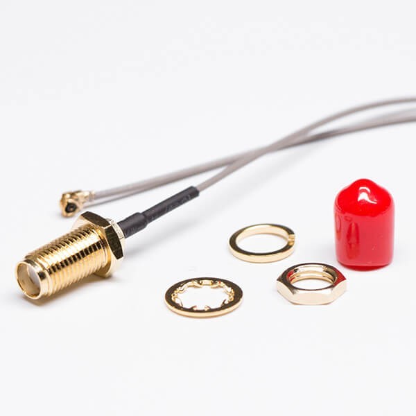sma-bulkhead-cable-dustproof-straight-socket-with-rf113-gray-coaxial-ipex-pigtail(2) IPX轉(zhuǎn)SMA線材RF1.13灰色同軸線焊SMA母頭11牙(前鎖穿墻防塵)