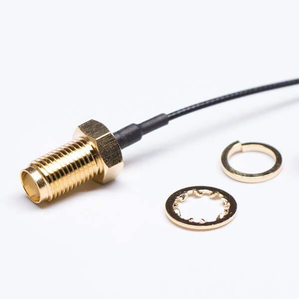sma-rf-cable-assembly-straight-dustproof-female-with-black-113-ipex-pigtail(1) SMA轉IPEX射頻線材接黑色RF 1.13同軸線纜焊SMA直式穿墻母頭10牙