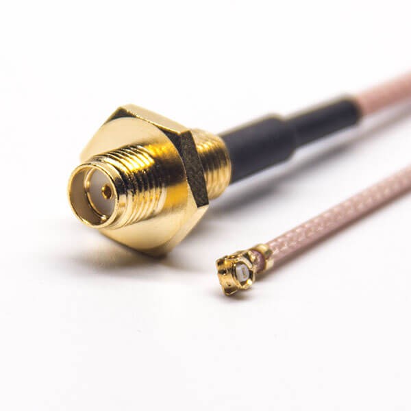SMA射頻線后鎖板母頭直式轉IPEX彎式母頭RF線材接RG178
