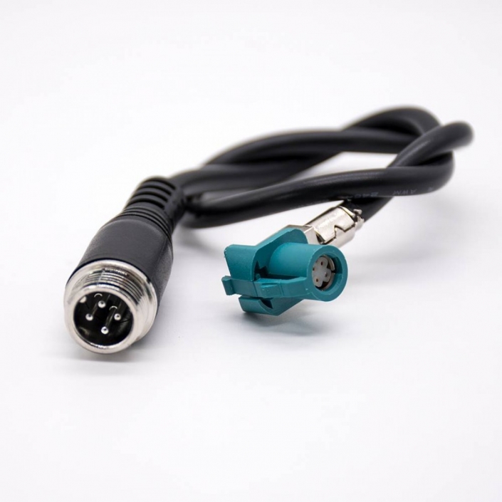 連接器Fakra彎式HSD Z型母頭轉GX12直式4芯公頭組裝線材 連接器Fakra彎式HSD Z型母頭轉GX12直式4芯公頭組裝線材