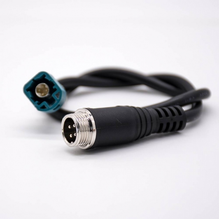 汽車連接器Fakra直式HSD4芯Z型公頭轉GX12 4芯公頭線束 汽車連接器Fakra直式HSD4芯Z型公頭轉GX12 4芯公頭線束