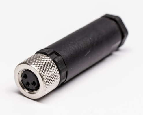 M8現場組裝插頭3芯母直式不帶屏蔽塑料外殼M8*1.0定制