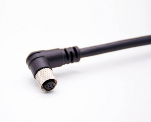 M8連接器接線8芯彎母頭轉直公頭單邊線焊線前鎖板A編碼注塑線1M