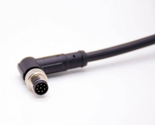 傳感器M8連接器8針彎公轉直母后鎖板C編碼注塑線單邊線