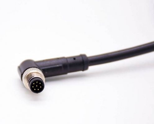 傳感器M8連接器8針彎公轉直母后鎖板C編碼注塑線單邊線