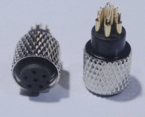 M8連接器6芯母頭直式A扣焊接式不帶屏蔽接線注塑連接器