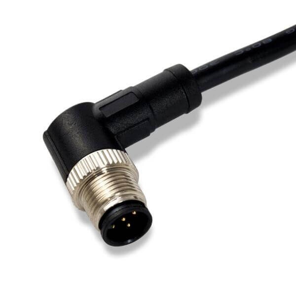 M12連接器 4pin 公頭彎頭A型編碼屏蔽型預鑄式帶線型防水插頭1M AWG22