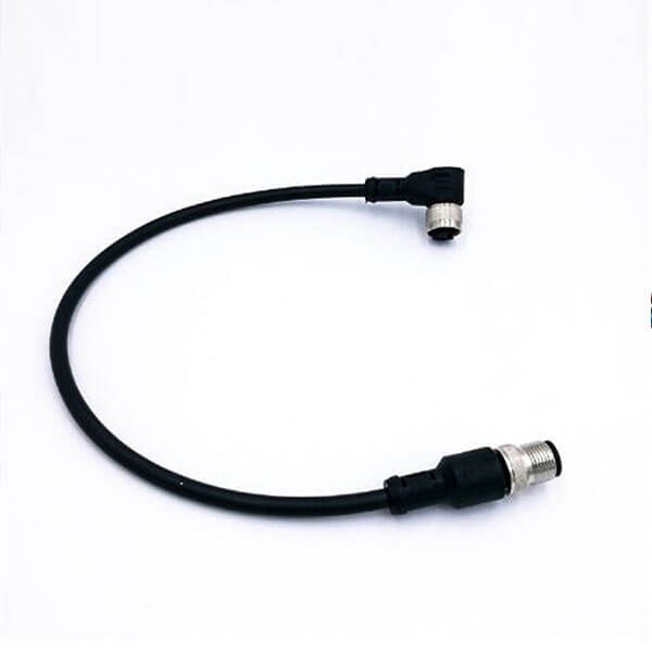 航空插頭M12-4P注塑帶線雙頭防水連接器帶線1M AWG24直轉彎不帶屏蔽